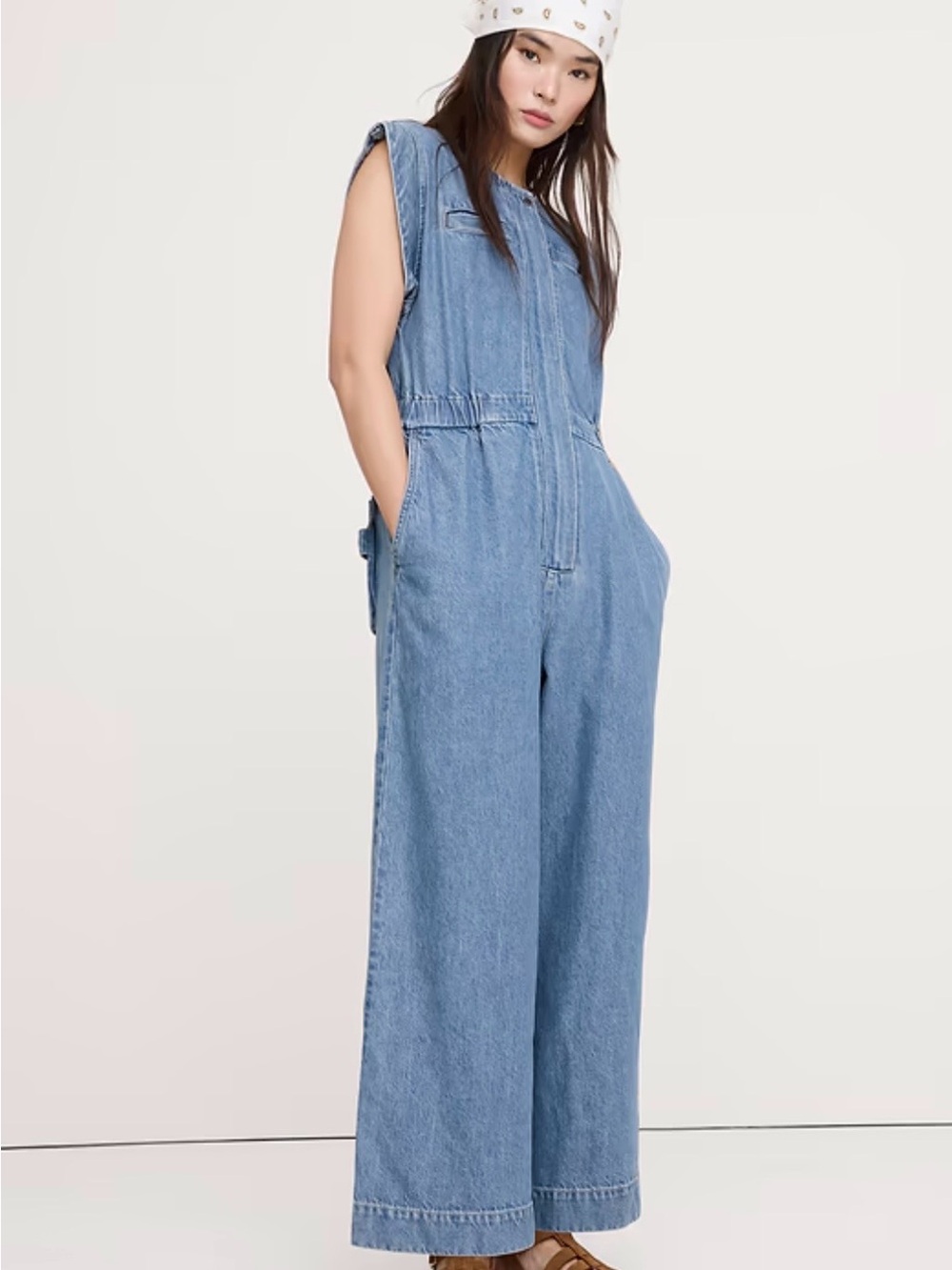 Banana Republic Denim Utility Jumpsuit Size Medium Tall